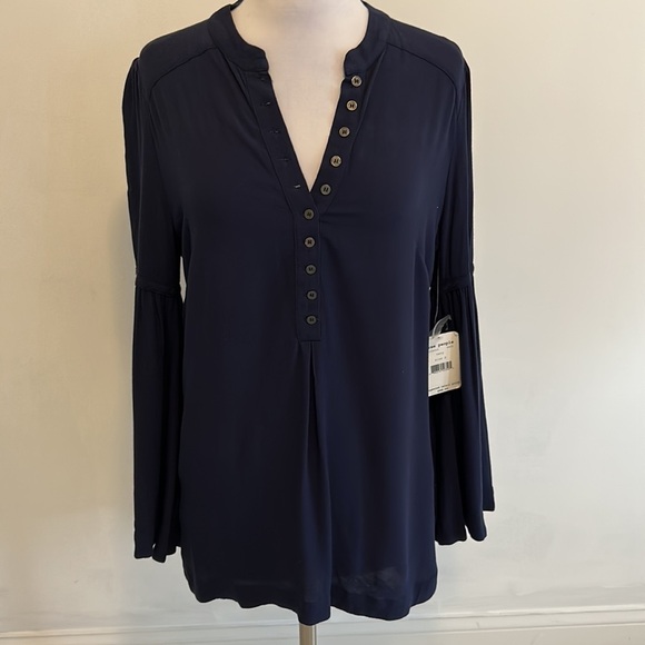 Free People Easy Girl Bell Sleeve Tunic Navy - Picture 3 of 10